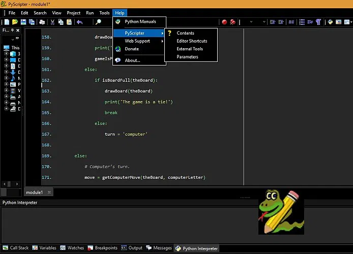 What you get with PyScripter